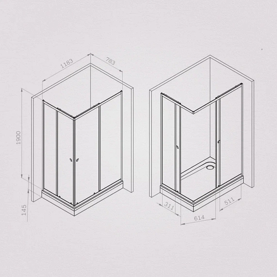 Душевое ограждение Am.Pm Sunny 120x80 см без поддона, с раздвижной дверью, прозрачное закаленное стекло 4/5 мм, профиль черный матовый алюминий, прямоугольная