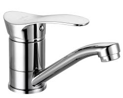 Смеситель для раковины/умывальника VIEIR, однорычажный, поворотный, керамический, длина излива 180 мм, латунь, цвет хром