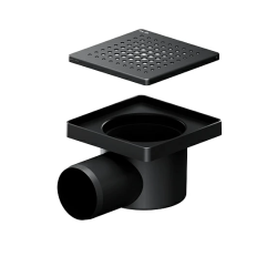 Сливной трап AM.PM PrimeFlow 100х100/50 мм горизонтальный, цвет черный матовый, нерегулируемый, решетка из нержавеющей стали, мокрый затвор