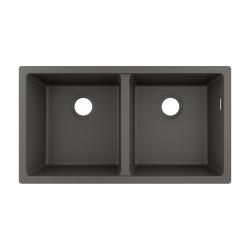 Мойка кухонная Hansgrohe 370/370, S51, S510-U770, две чаши 82х45х20,5 см, встраиваемая снизу/под столешницу, искусственный гранит, прямоугольная, цвет серый камень, без отверстия под смеситель