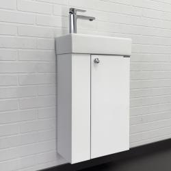 Тумба с раковиной Comforty Асти 40, 41х70х22 см, подвесная, 1 распашная дверца, ЛДСП/МДФ, прямоугольная, цвет- белый/раковина COMFORTY 9140, прямоугольная, цвет белый, встраиваемая