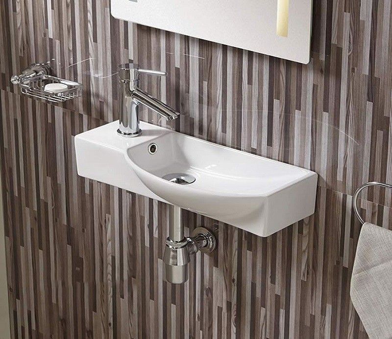 Раковина для ванной CeramaLux 7947CR 50,5х12,5х23,5 подвесная, прямоугольная, керамическая/фарфоровая, цвет белый, с отверстием под смеситель слева, слив-перелив