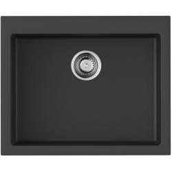 Мойка кухонная Omoikiri Bosen 61-BL, 50х61 см, врезная, из искусственного гранита (Tetogranit), прямоугольная, цвет черный, без отверстия под смеситель, без крыла, слив-перелив, врезная под столещницу, для кухни