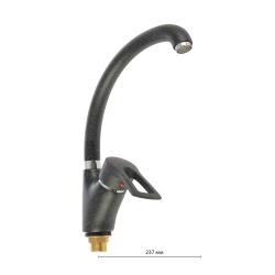 Смеситель для кухни/мойки Accoona, однорычажный, поворотный, керамический, длина излива 237 мм, цинк, цвет черный матовый