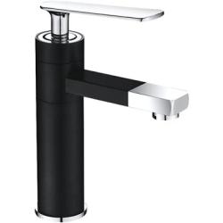 Смеситель для умывальника SHEVANIK однорычажный, округлый, хромированный, неповоротный, длина излива 145 мм, латунь, цвет белый/хром