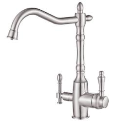 Смеситель для кухни/мойки ZorG Steel Hammer 812, под фильтр, однорычажный, поворотный, керамический картридж, длина излива 216 мм, латунь, цвет сатин