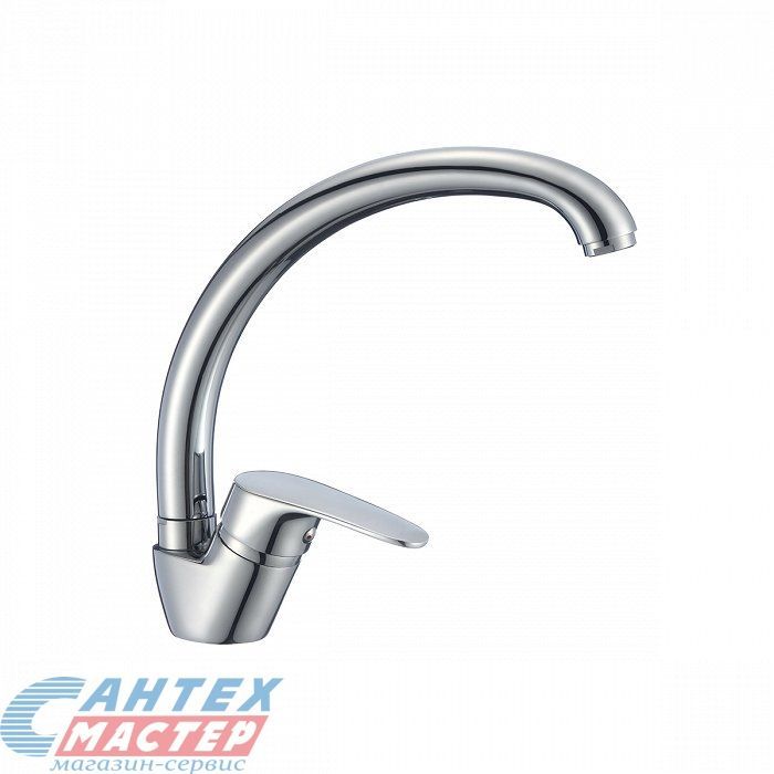 Смеситель для кухни/мойки Milardo Meal однорычажный, керамический, с поворотным изливом, длина 220 мм, латунь, цвет хром, кухонный, хромированный, вертикальный, однорукий, одноручный, однозахватный, одноручковые, кран, комплект, сантехника