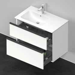 Тумба под раковину Duravit D-Neo, 81х46,2х62,5 см, подвесная, 2 выдвижных ящика, ДСП, цвет: белый матовый, шкафчик навесной, прямоугольная, правая/левая, для раковины ME by Starck # 234583, в ванную комнату