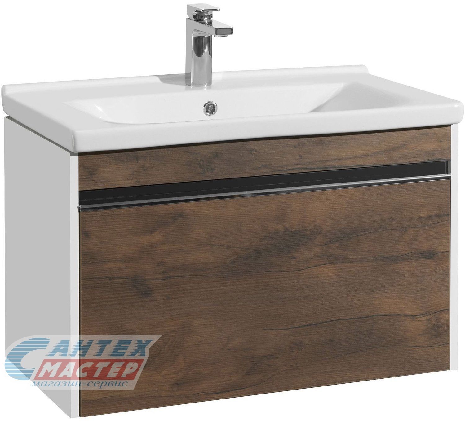 Тумба Акватон Капри 60 таксония темная с раковиной Миранда 60 для ванны 1A2301K1KPDB0