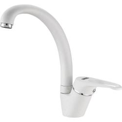 Смеситель для кухни/мойки Franke Vega Neo, однорычажный, поворотный, керамический картридж, высокий, длина излива 224 мм, латунь, цвет белый