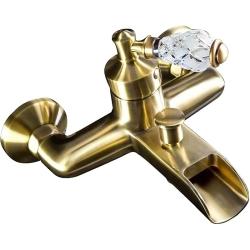 Смеситель для ванны/душа Boheme Vogue Crystal, однорычажный, настенный, керамический, неповоротный, длина излива 176 мм, латунь, цвет бронза