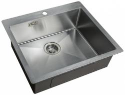 Мойка кухонная ZorG Light, 59х51х20 см, нержавеющая сталь, прямоугольная, цвет: нержавеющая сталь, с отверстием под смеситель, без крыла, слив-перелив, врезная