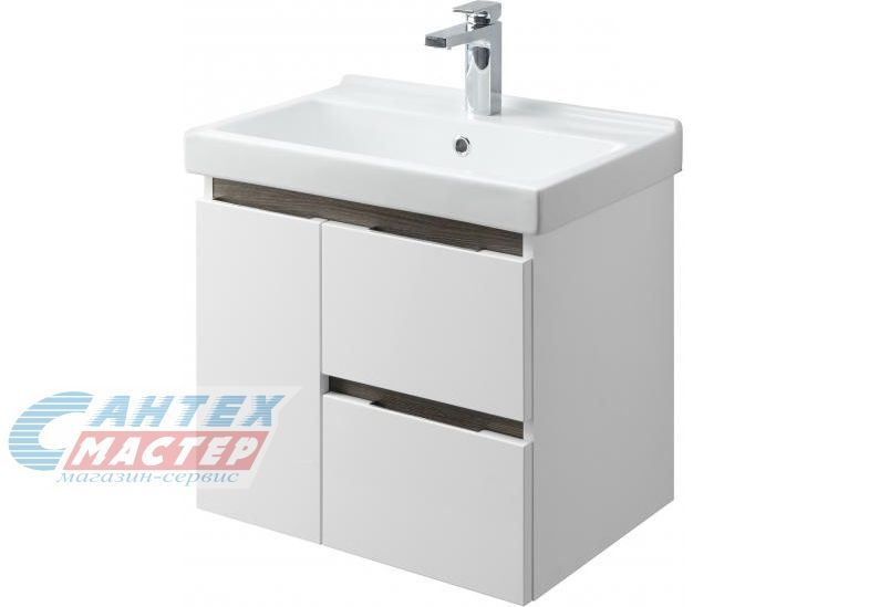 Тумба Акватон Рене 60 белый глянцевый грецкий орех с раковиной Aquaton Fest 60 для ванны 1A2221K1NRC80