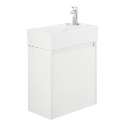 Тумба под раковину BelBagno Kraft Mini 50, 50х26х62 см, подвесная, 1 распашная дверь, ЛДСП, цвет: белый матовый, шкафчик навесной, прямоугольная, правая, в ванную комнату