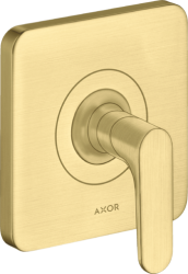Вентиль Axor Citterio M запорный, с рычаговой рукояткой, скрытого монтажа, настенный, квадратный, латунь, цвет: шлифованная медь, керамический, встраеваемый/встроенный, для ванны/душа