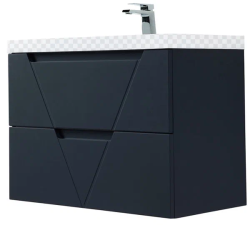 Тумба под раковину BelBagno Vittoria 90, 90х45х62 см, подвесная, 2 выкатных ящика, МДФ, цвет: серый матовый, шкафчик навесной, механизм доводчика, прямоугольная