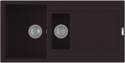 Мойка кухонная Longran Enigma, 100х50х20 см, две чаши, врезная, искусственный гранит, прямоугольная, цвет марон, без отверстия под смеситель, с крылом, слив-перелив, врезная в столещницу, для кухни