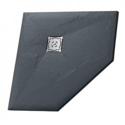 Душевой поддон RGW Stone Tray ST/T-G, 100х100х3 см, пятиугольный, из искусственного камня, низкий, цвет: графит, с антискользящим рельефным покрытием, без бортика