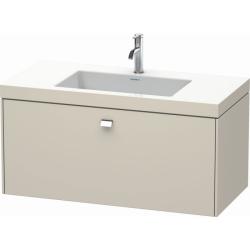 Тумба c раковиной Duravit Brioso, 100х48х50,2 см, подвесная, 1 выдвижной ящик, ДСП, цвет: серо-коричневый/хром /Vero Air, мебельная, прямоугольная, цвет белый, фарфоровая, без отверстия под смеситель, без перелива