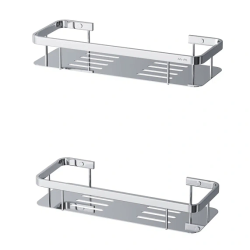 Полка AM.PM Sense L, двухъярусная, настенная, нержавеющая сталь, форма прямоугольная, цвет хром, в ванную/туалет/душевую кабину