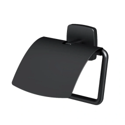 Бумагодержатель Am.Pm Gem с крышкой, цвет черный, настенный, цинк A90341422