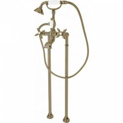 Смеситель для ванны/душа Cezares Nostalgia, напольный, двухвентильный, неповоротный, длина 97 мм, керамический, латунь, цвет бронза
