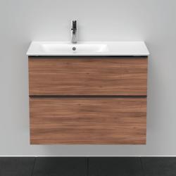 Тумба под раковину Duravit D-Neo, 81х46,2х62,5 см, подвесная, 2 выдвижных ящика, ДСП, цвет: орех матовый, шкафчик навесной, прямоугольная, правая/левая, для раковины ME by Starck # 234683, в ванную комнату