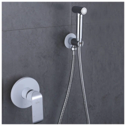 Гигиенический душ ROSE со смесителем/лейкой, для унитаза/биде, однорычажный, скрытого монтажа/встраиваемый, настенный, керамический, латунь, цвет белый/хром