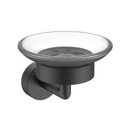 Мыльница Raglo R320.02.09 с держателем, настенная, стекло/латунь, круглая, для мыла, в ванную комнату, цвет графит