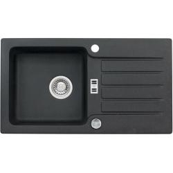 Мойка кухонная ALVEUS  NIAGARA 30 GRANITAL CARBON-G91 78x43,5x16 см, врезная/встраиваемая сверху, с крылом, искусственный гранит, прямоугольная, цвет карбон, с отверстием под смеситель и под кнопку клапана-автомата