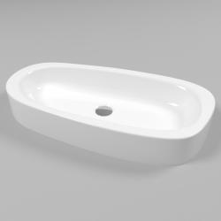 Раковина Whitecross Moonstone E, 70х35 см, накладная, из искусственного камня, ассиметричная, цвет белый глянцевый, без отверстия под смеситель, без перелива, умывальник