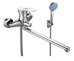 Смеситель для ванны/душа VIEIR, настенный, однорычажный, поворотный, керамический, длина излива 320 мм, латунь, цвет хром