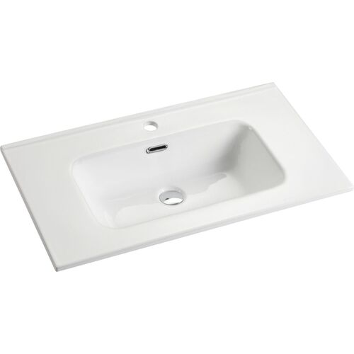 Раковина GID 9070s 71х17х46,5 встраиваемая сверху, прямоугольная, керамическая/фарфоровая, цвет белый, с отверстием под смеситель, слив-перелив.