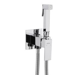 Смеситель с гигиеническим душем ABBER Daheim встраиваемый, однорычажный, керамический, без излива, с гибким шлангом/лейкой, латунь, цвет хром AF8226