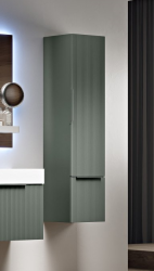 Пенал Cezares Premium Plisse с зеркалом внутри, 35х38х150 см, подвесной, (правый/левый/универсальный), 1 распашная дверь,1 выдвижной ящик/реверсивная, цвет серое облако, в ванную комнату