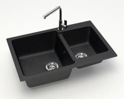 Мойка Azario Grand 76,5х50 см, две чаши, врезная, из искусственного мрамора, прямоугольная, цвет черный, без отверстия под смеситель, слив-перелив, без крыла, для кухни Мойка Azario Grand 76,5х50 см, две чаши, врезная, из искусственного мрамора, прямоугольная, цвет черный, без отверстия под смеситель, слив-перелив, без крыла, для кухни