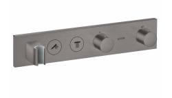 Смеситель для душа Axor ShowerSolutions Select 460/90, термостатический, для 2 потребителей, скрытого/настенного монтажа, без излива/шланга/лейки, прямоугольный, латунный, цвет шлифованный черный хром, с термостатом, встроенный/встраиваемый