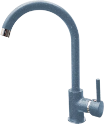 Смеситель для кухни/мойки GranFest, однорычажный, керамический картридж, высокий, с поворотным изливом, длина 188 мм, латунь, цвет графит