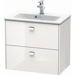 Тумба под раковину Duravit Brioso, 62х38,9x55,3 см, подвесная, 2 выдвижных ящика, ДСП, цвет: белый глянец/хром, шкафчик навесной, механизм доводчика, прямоугольная, правая/левая, в ванную комнату