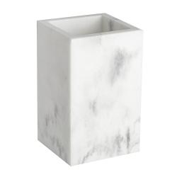 Стакан WasserKRAFT Kammel, настольный, материал: полирезин, форма квадратная, для зубных щеток в ванную/туалет/душевую кабину, цвет белый/серый