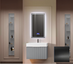 Тумба под раковину Cezares Premium Plisse 50, 50х44х25 см, подвесная, с выдвижным ящиком/с внутренним ящиком, МДФ, цвет: черный матовый, шкафчик навесной, механизм доводчика, прямоугольная
