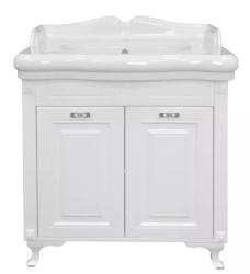 Тумба с раковиной Azario MAGNOLIA 90, 90х50х87 см, напольная, 2 распашные дверцы, МДФ/ЛДСП, прямоугольная, цвет-белый/раковина Victorian 90, прямоугольная, цвет белый