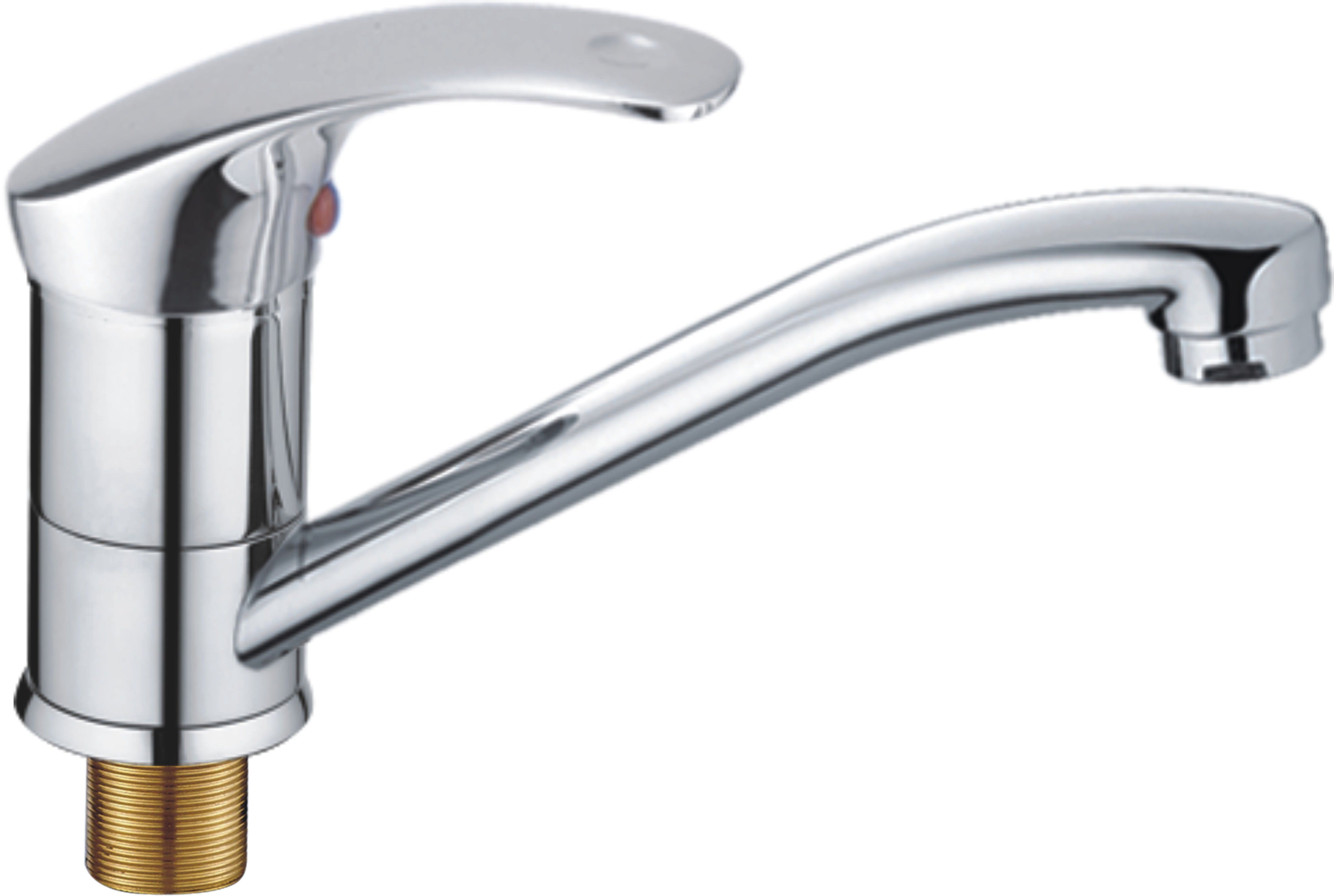 Смеситель для кухни/мойки HAIBA однозахватный, поворотный, латунный, с изливом, латунь, цвет хром