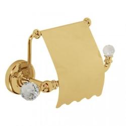 Держатель для туалетной бумаги Migliore Amerida, с крышкой, цвет: золото, с кристаллами Swarovski,  настенный, латунный, форма прямоугольная, для туалета/ванной, бумагодержатель