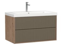 Тумба под раковину Cersanit CLASSIC RIBBLE 80 для COMO 80, подвесная, цвет коричневый, 2 выдвижных ящика, прямоугольная