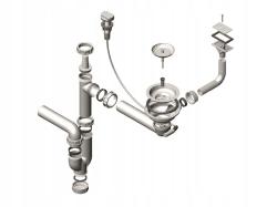 Одинарный Сифон ALVEUS FI 114 POP UP с горизонтальным переливом, с клапаном-автоматом, с переливом, гидрозатвор/мокрый затвор, ABS пластик, для кухонных гранитных моек