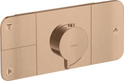 Смеситель для душа Axor One, термостатический, скрытого монтажа, 3 потребителя, настенный, без излива/шланга/лейки, прямоугольный, латунный, цвет шлифованное красное золото, с термостатом Смеситель для душа Axor One, термостатический, скрытого монтажа, 3 потребителя, настенный, без излива/шланга/лейки, прямоугольный, латунный, цвет шлифованное красное золото, с термостатом