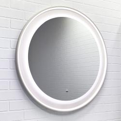 Зеркало Comforty Ереван-80, 80х80 см с LED/ЛЕД-подсветкой, круглое, цвет рамы серый шелк, бесконтактный сенсор, для ванны, навесное/подвесное/настенное