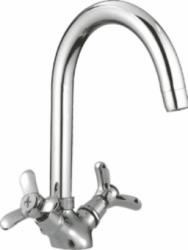 Смеситель для кухни/мойки LEDEME, двухвентильный, поворотный, силуминовый, длина излива 180 мм, силумин, цвет хром