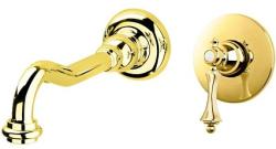 Смеситель для раковины Cezares Margot, встраиваемый, однорычажный, длина излива 215 мм, неповоротный, керамический, латунь, цвет золото 24 карат, без донного клапана, внутренний/скрытый монтаж